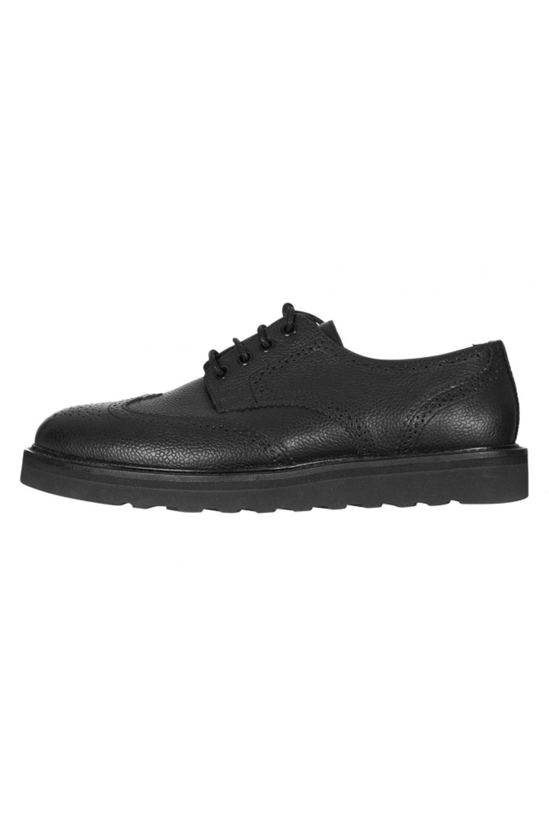 Thrust Last manly Wesc PB02 Brogue Blucher low top leather shoes black