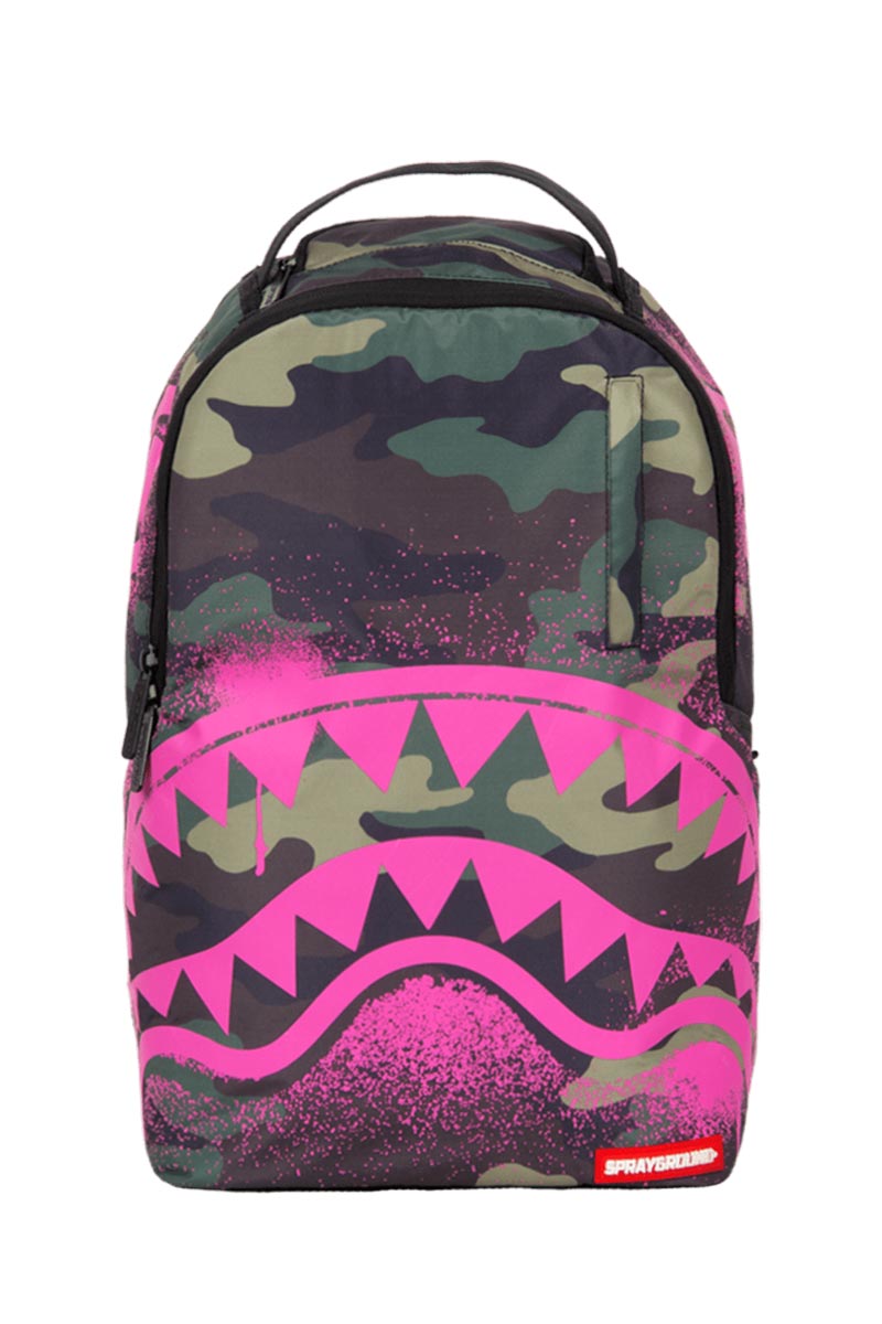Sprayground Pink stencil shark camo backpack