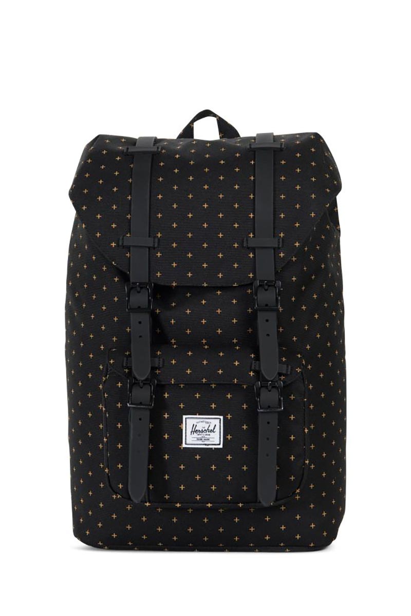 Herschel backpack Little America mid volume black gridlock gold
