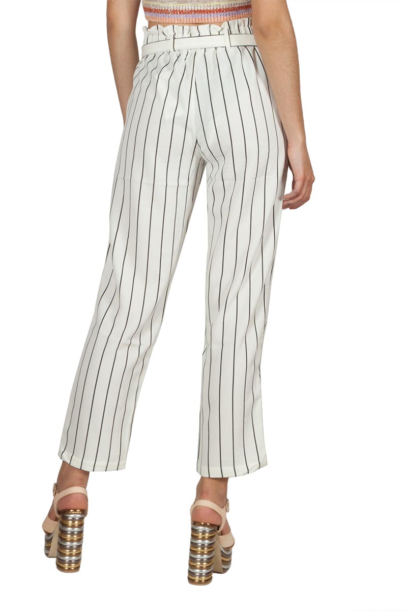 Rut & Circle Ofelia cropped pants white-black stripes