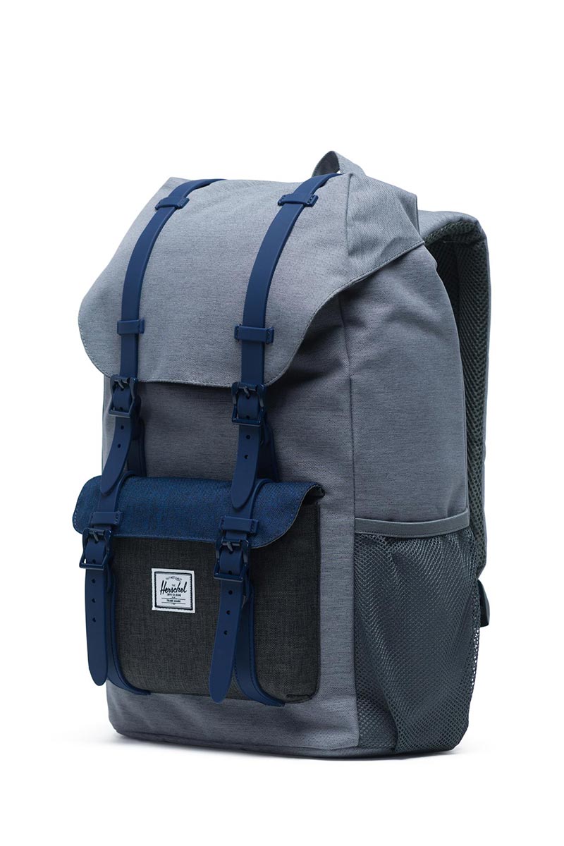 Herschel Little America Youth backpack mid grey crosshatch/medieval blue
