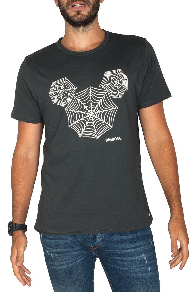 Bigbong Mickey Mouse spider web graphic t-shirt dark grey