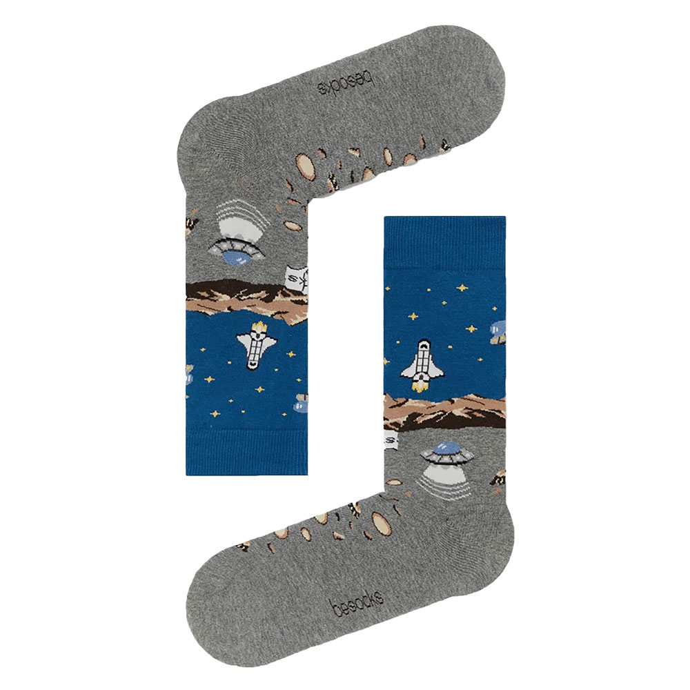 Besocks® BeMars organic cotton socks grey/blue