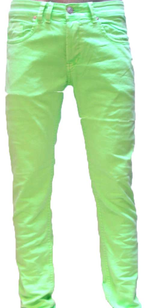 Men's color denim neon green