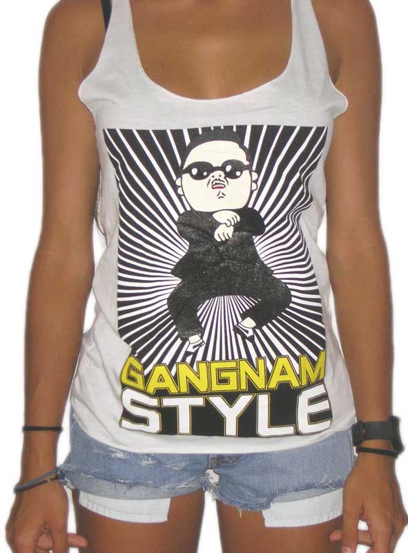 Γυναικείο αμάνικο μπλουζάκι με στάμπα Gangnam Style