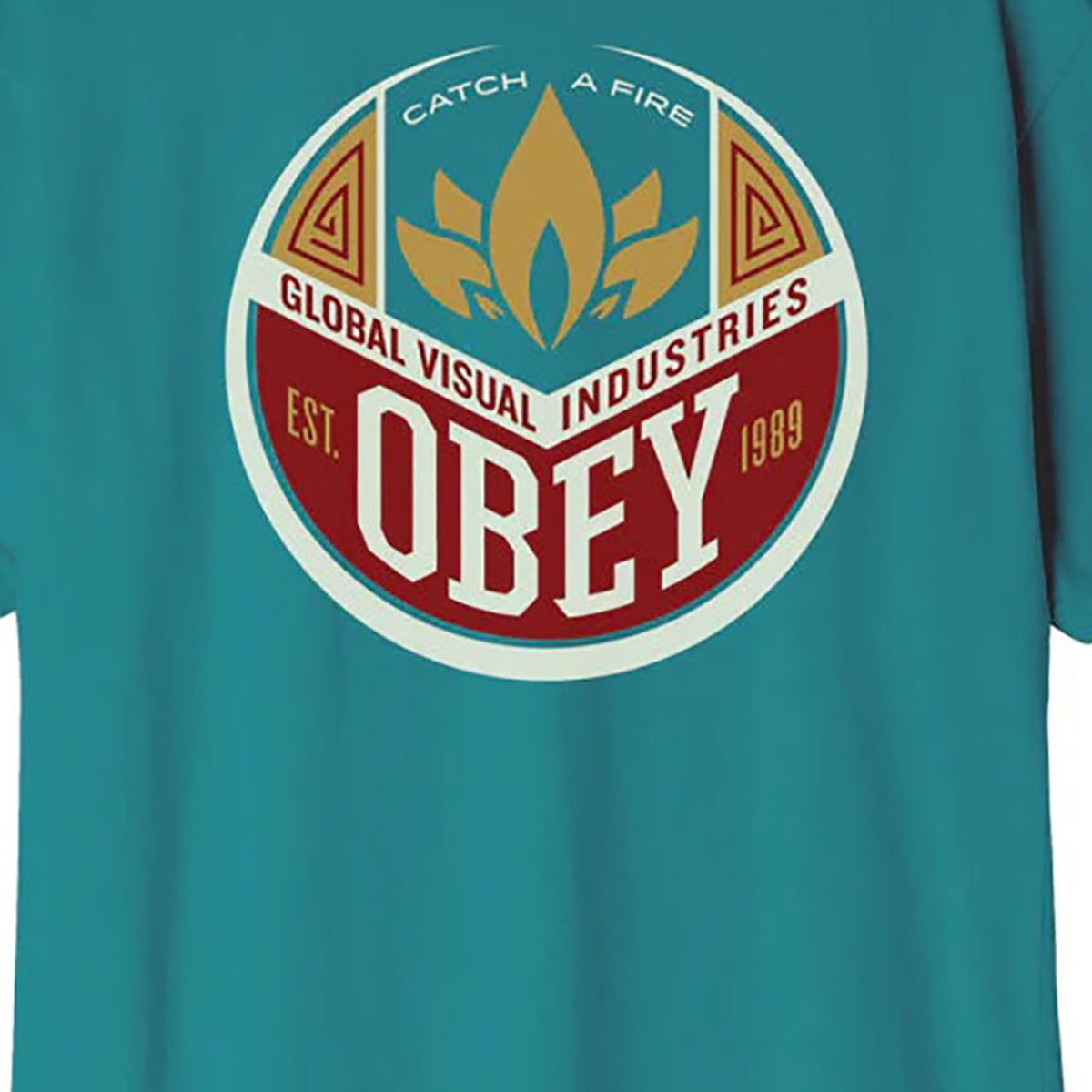 Obey Catch A Fire Organic T-shirt verdigris