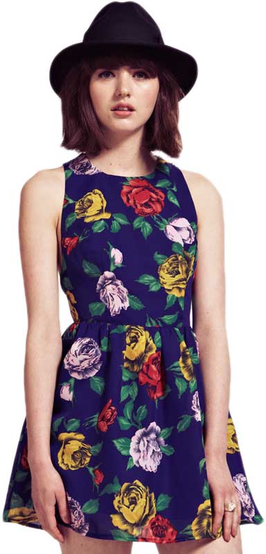 Dahlia μίνι αμάνικο φόρεμα με τριαντάφυλλα