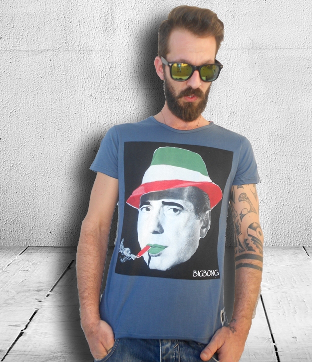 Bigbong ανδρικό t-shirt indigo με στάμπα Humphrey Bogart