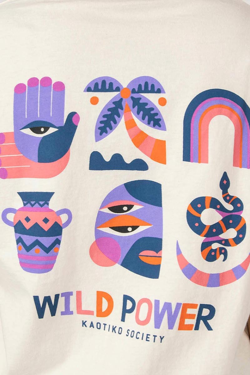 Kaotiko Wild Power Organic Cotton T shirt Ivory