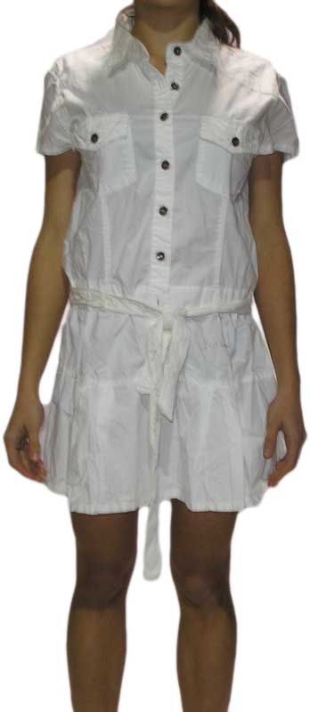 Κοντομάνικο μίνι φόρεμα με γιακά σε λευκό