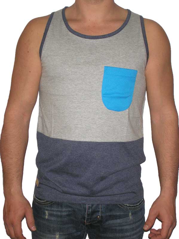 Humor Larsyl ανδρικό αμάνικο μπλουζάκι γκρι-μπλε με τσέπη