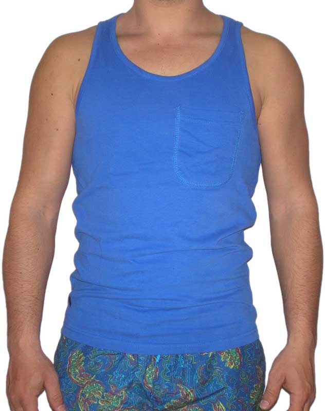 Humor Babut μπλε ρουά ανδρική αμάνικη μπλούζα με τσέπη