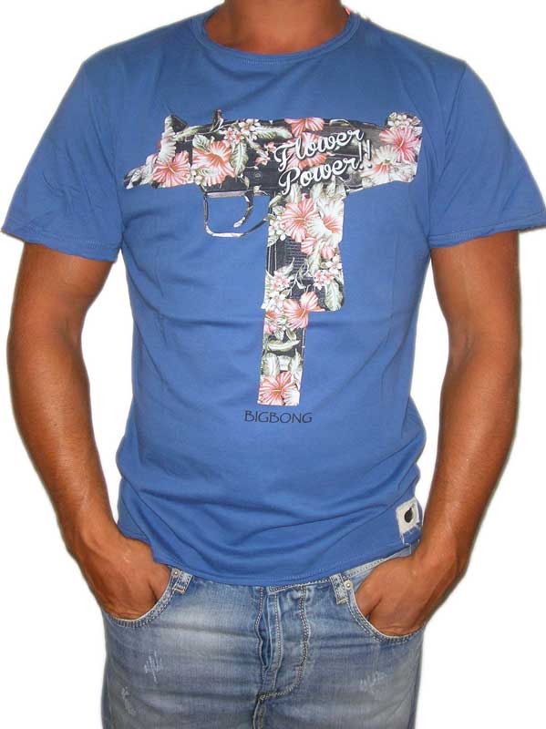 Bigbong ανδρικό t-shirt φλοράλ όπλο σε μπλε ρουά