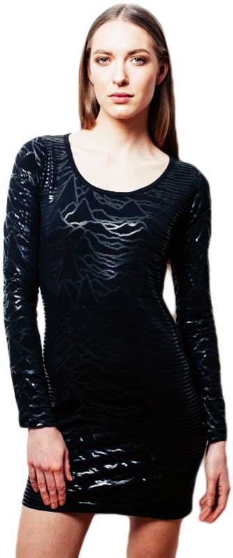 Worn By Unknown Pleasures bodycon φόρεμα μαύρο