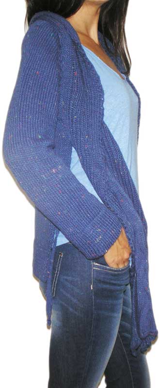 Agel Knitwear γυναικεία ασύμμετρη πλεκτή κρουαζέ ζακέτα ίντιγκο