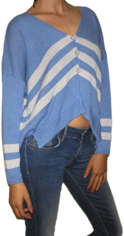 Agel Knitwear ασύμμετρο πλεκτό ζακετάκι γαλάζιο