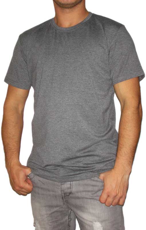 Ανδρικό μονόχρωμο ανθρακί μελανζέ t-shirt