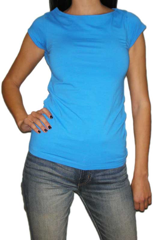 Γυναικεία μπλούζα με κοφτό μανίκι σε μπλε ρουά