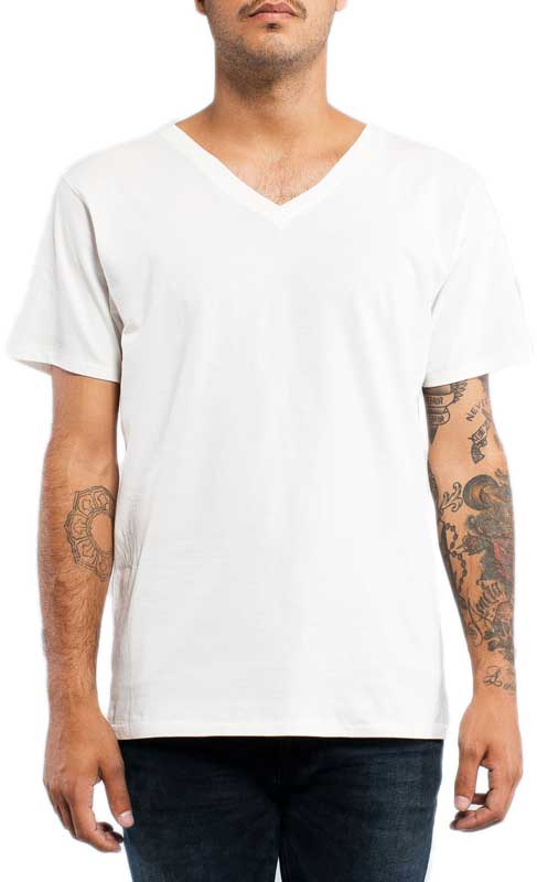 Nudie Jeans ανδρικό t-shirt με V-λαιμό Backbone off white