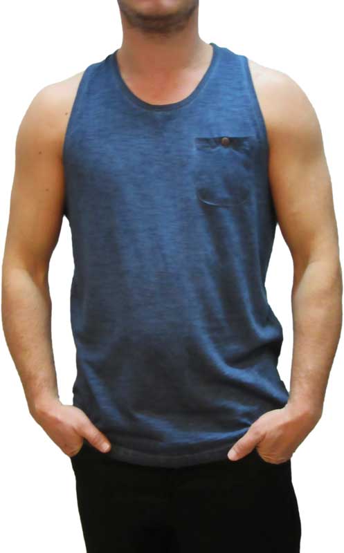 Bellfield ανδρικό αμάνικο μπλουζάκι Colton μπλε μελανζέ με τσεπάκι