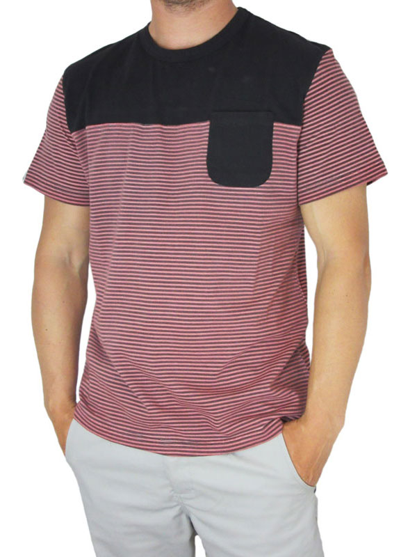 Bellfield ανδρικό ριγέ t-shirt Brant με κοντράστ τσέπη