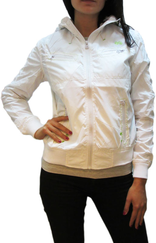 Γυναικείο nylon μπουφάν λευκό με κουκούλα