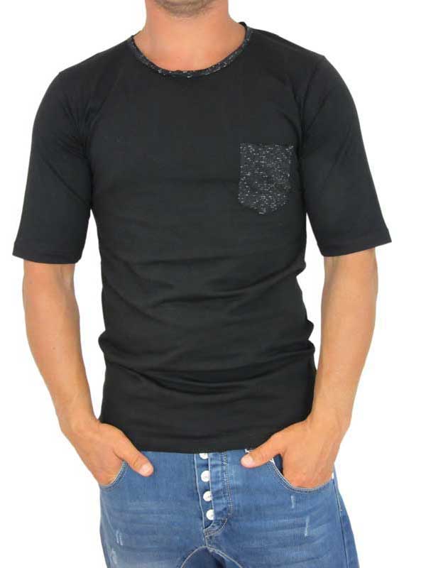 Malavita ανδρικό t-shirt μαύρο με τσεπάκι