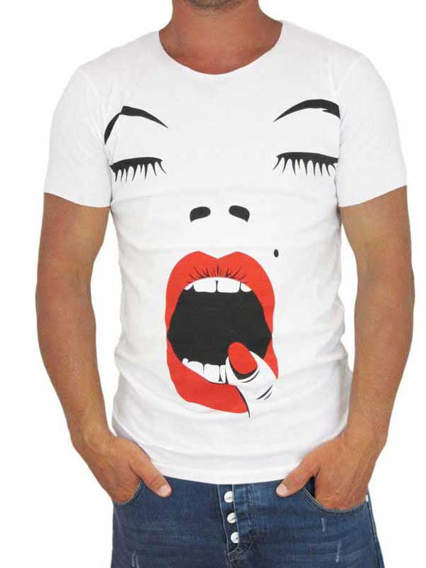 Malavita ανδρικό λευκό t-shirt Lips
