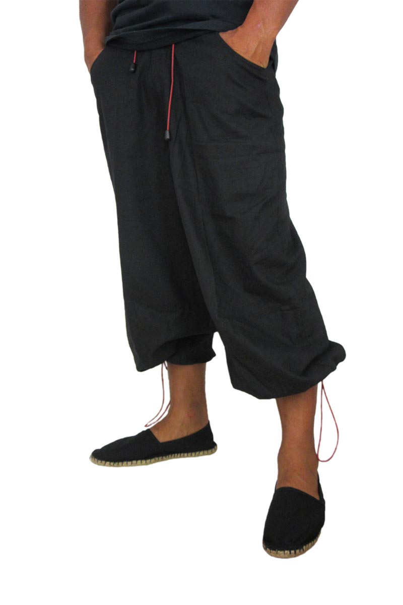 Ανδρικό λινό capri παντελόνι σε μαύρο