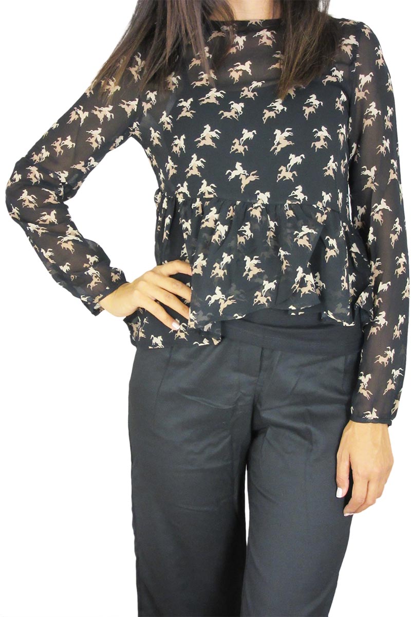 Mismash γυναικεία μπλούζα με βολάν Vanilla μαύρη