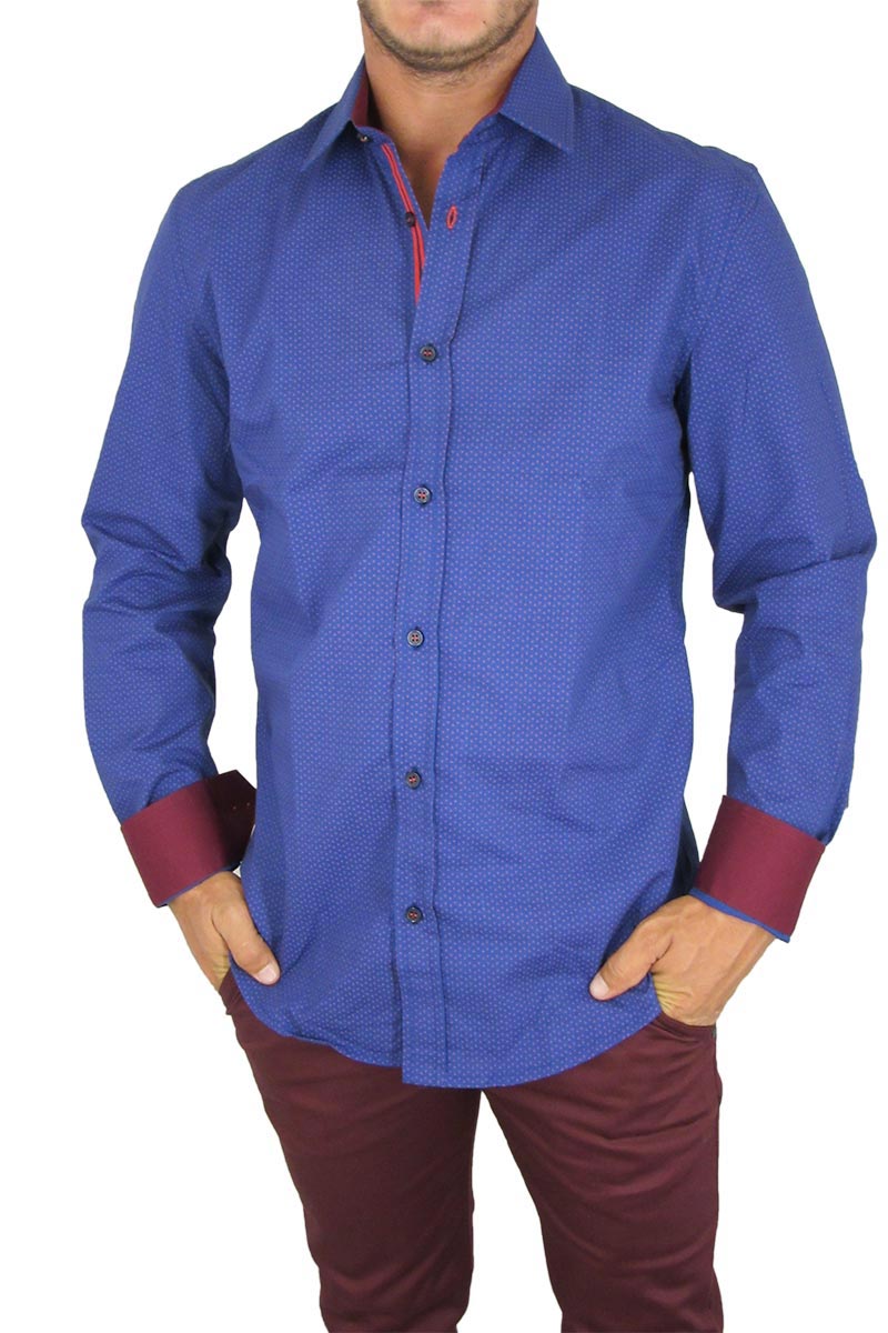 Missone ανδρικό πουκάμισο μπλε με κόκκινα μανιτάρια