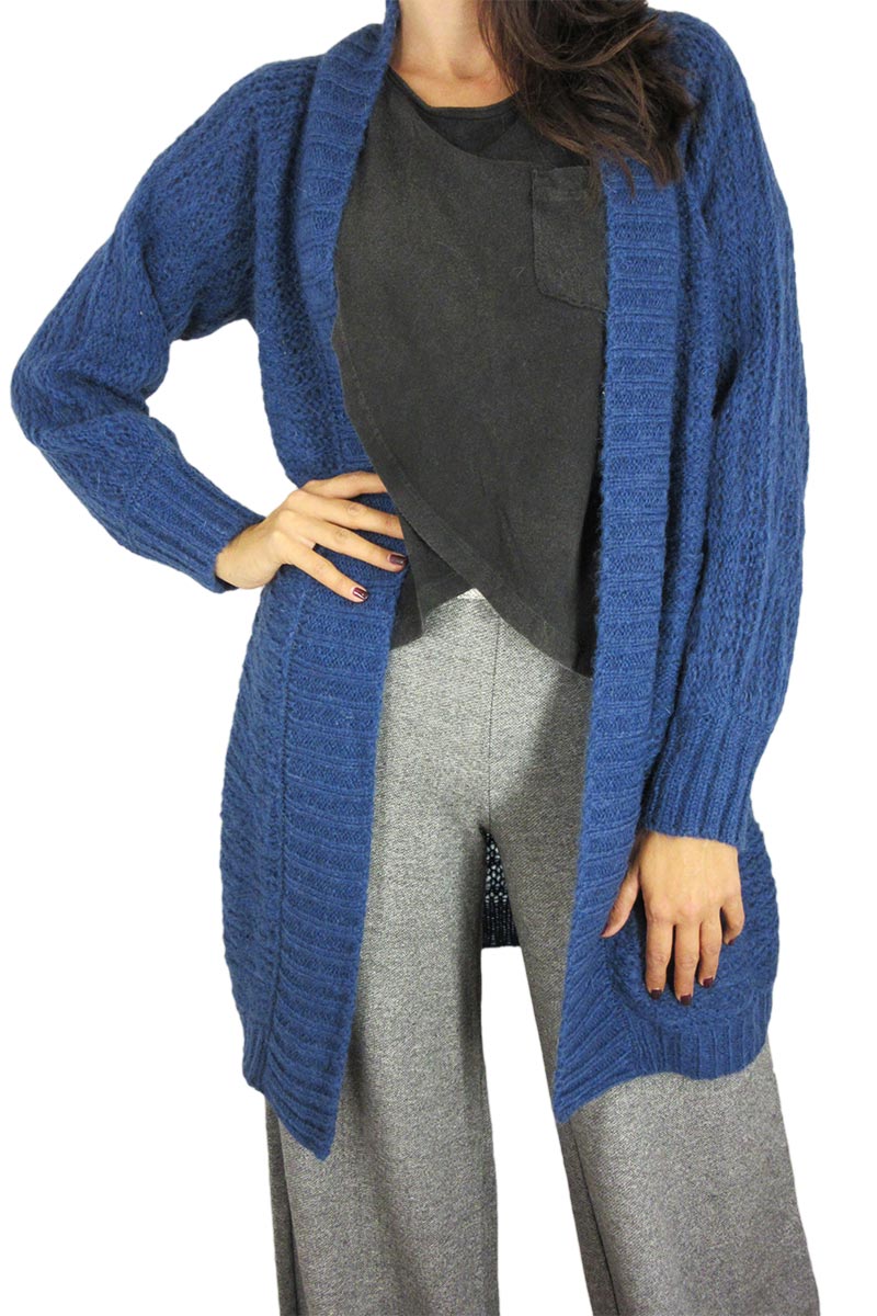 Agel Knitwear ζακέτα μπλε με αραιή πλέξη