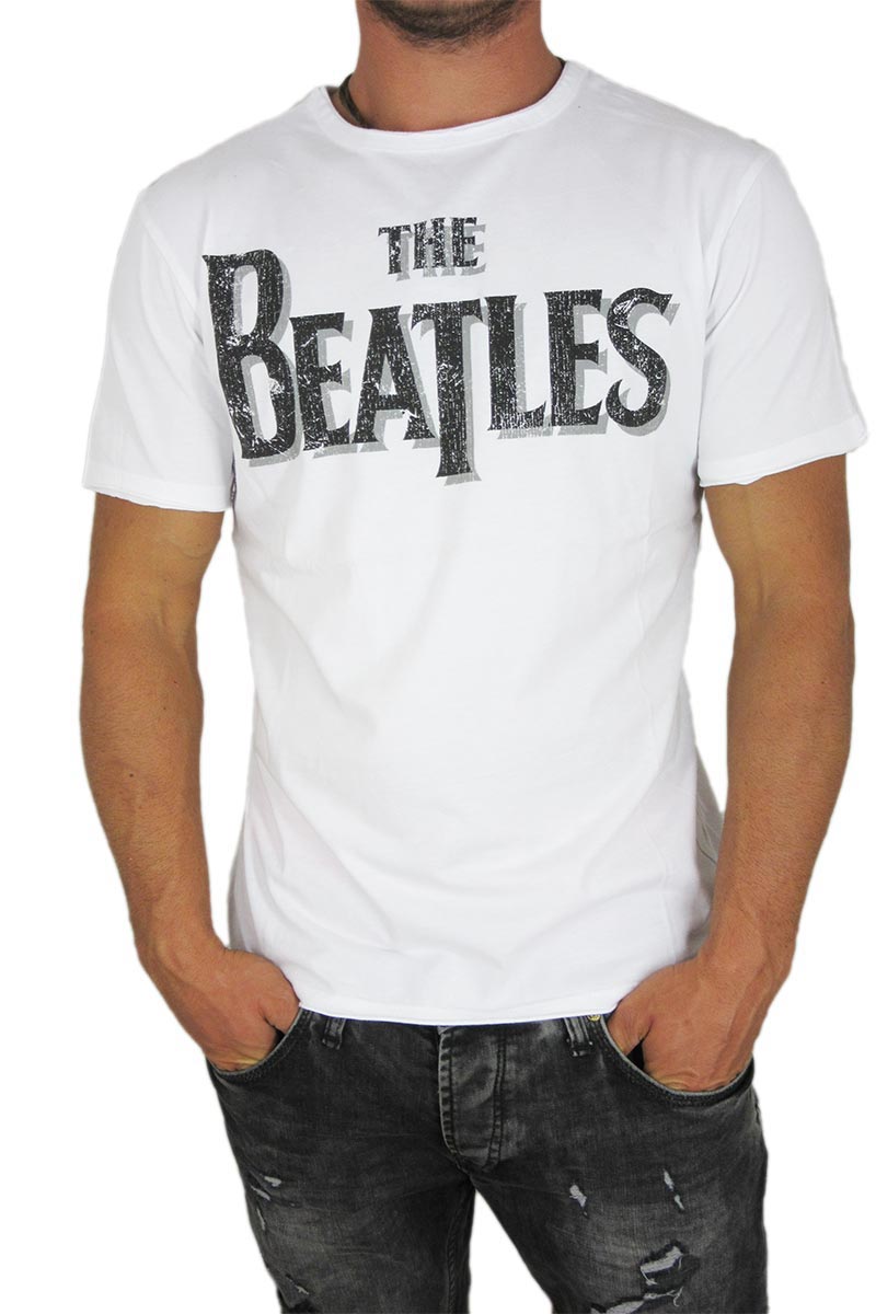 Amplified ανδρικό t-shirt Beatles Logo λευκό