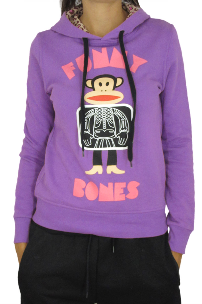 Paul Frank γυναικεία φούτερ μπλούζα με κουκούλα Funny bones μωβ