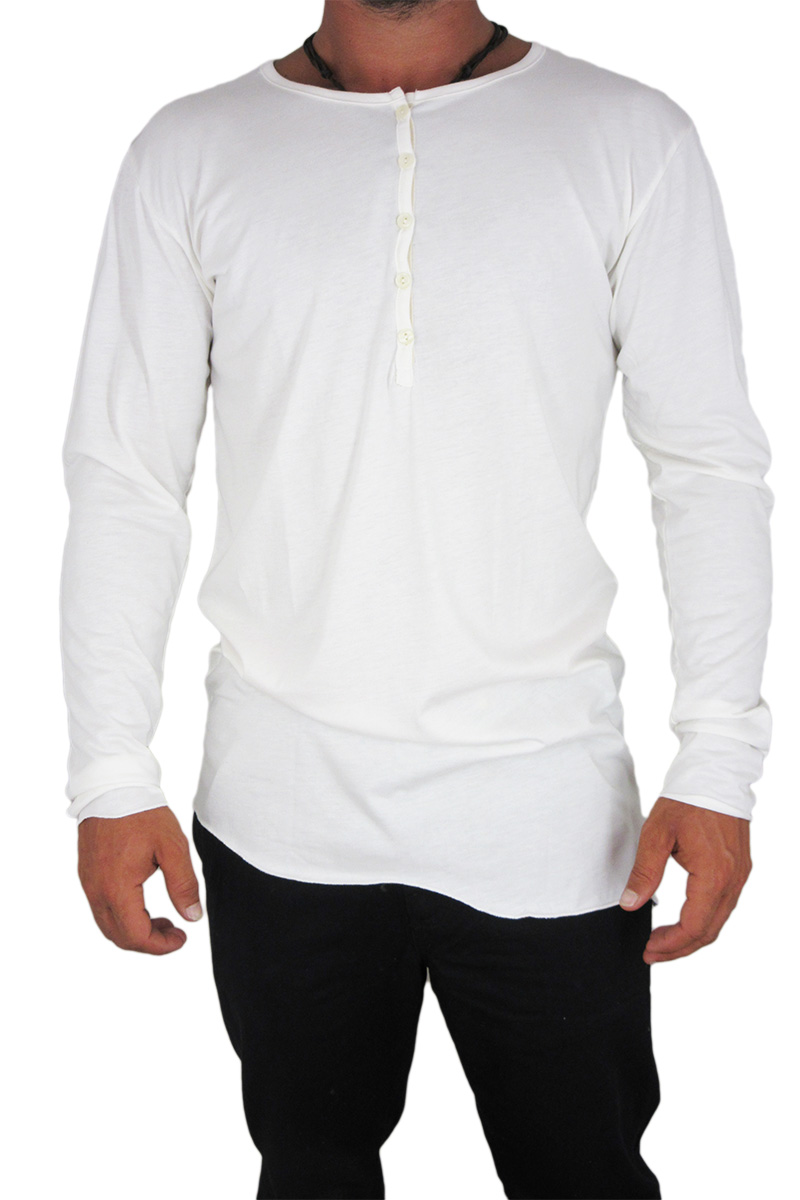 Tag ανδρική longline μακρυμάνικη μπλούζα Ebro λευκή