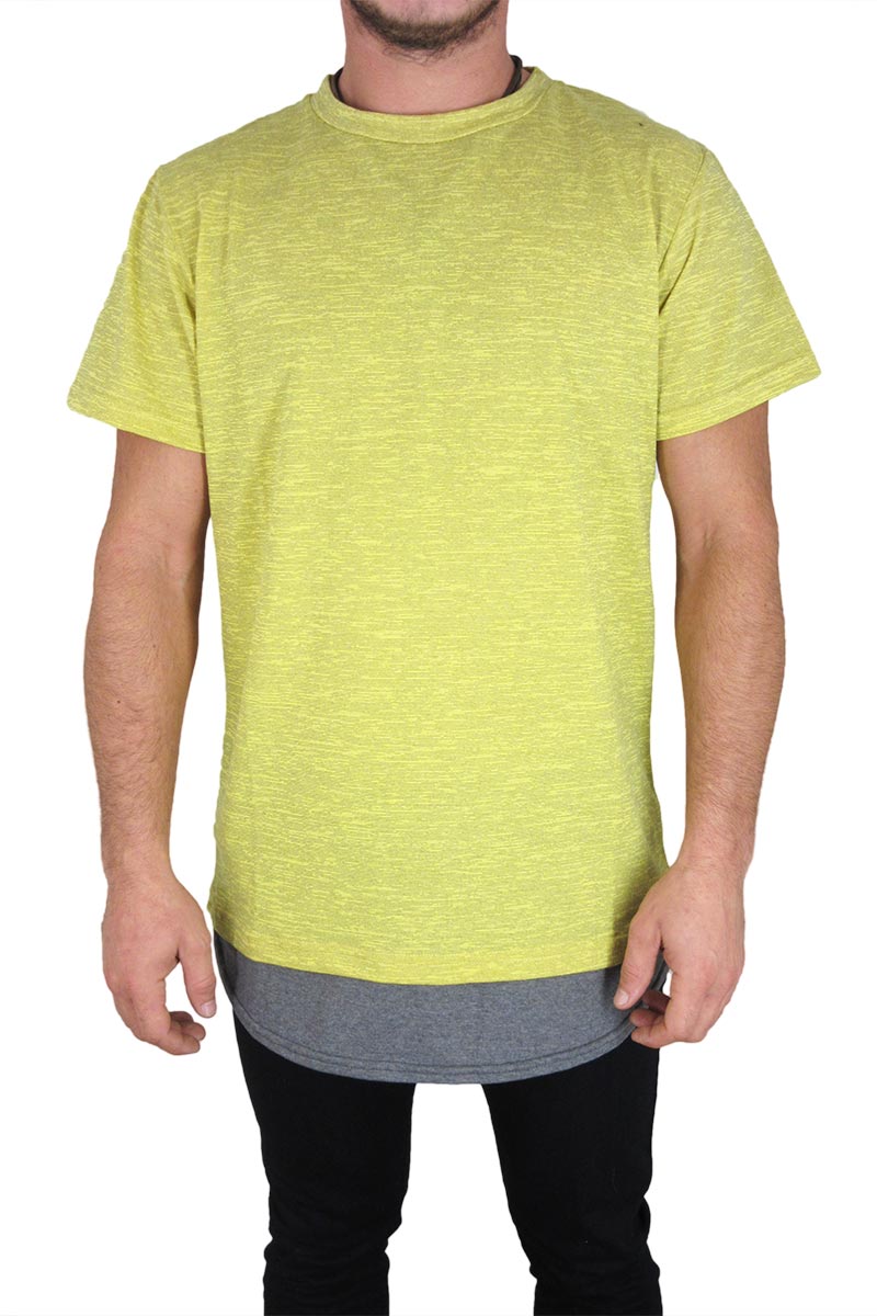 Minimarket longline t-shirt φλάμα κίτρινο μελανζέ