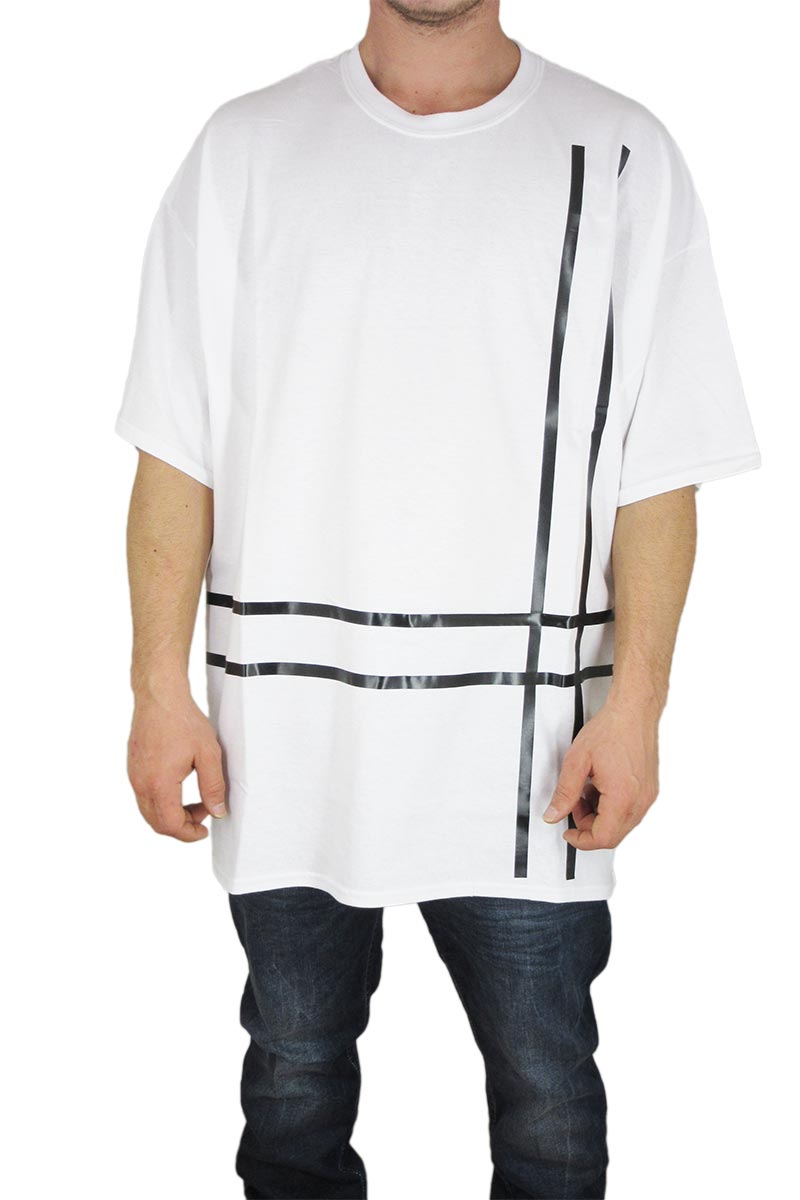 Smartness Lab ανδρικό oversize t-shirt λευκό με μαύρη ρίγα