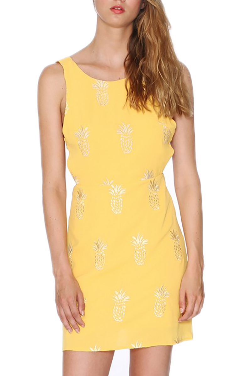 Pepaloves κίτρινο μίνι φόρεμα με σταυρωτή πλάτη