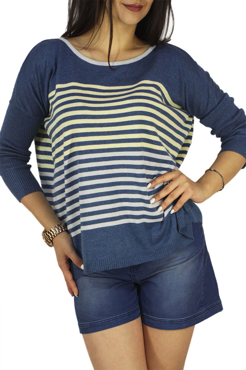 Agel Knitwear ριγέ πλεκτή μπλούζα navy