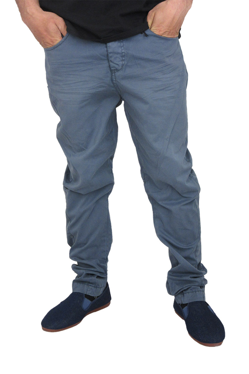 Ανδρικό πεντάτσεπο βαμβακερό παντελόνι μπλε ραφ