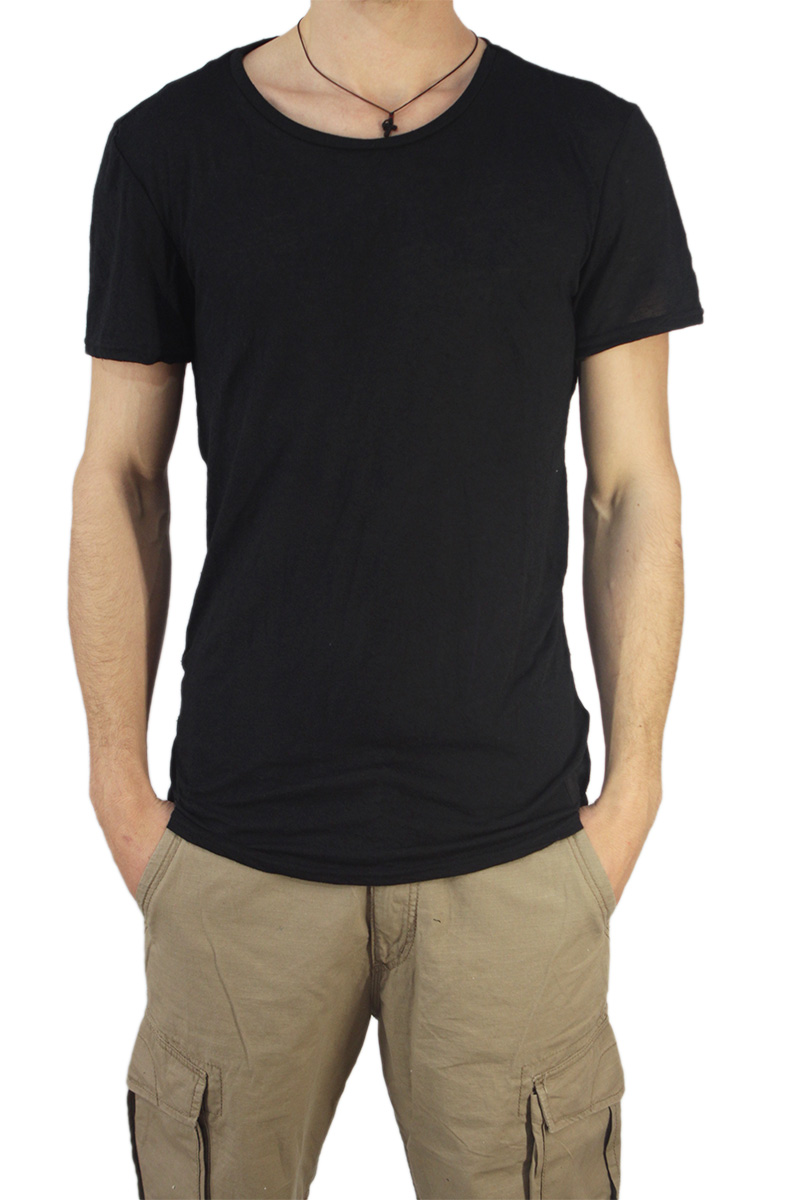 Anerkjendt ανδρικό longline t-shirt Tabeu πετροπλυμένο μαύρο