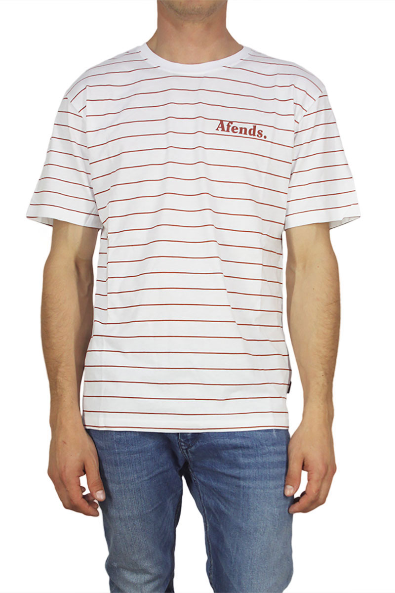 Afends Clear ανδρικό t-shirt λευκό με κόκκινες ρίγες