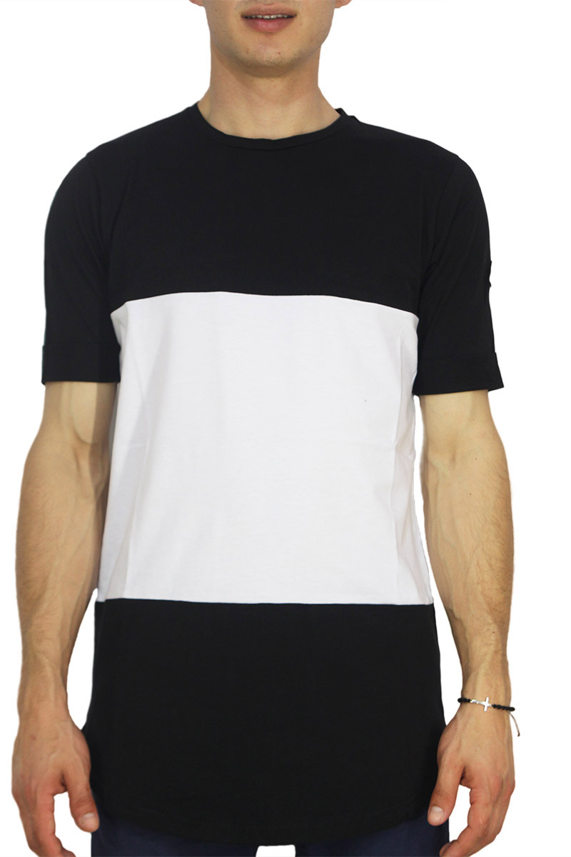 Combos color block longline T-shirt μαύρο-λευκό