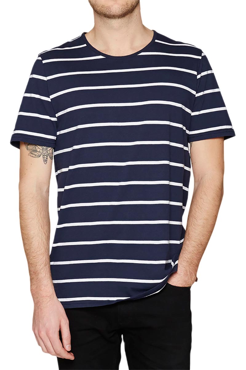 Minimum ανδρικό ριγέ t-shirt Ware μπλε-λευκό