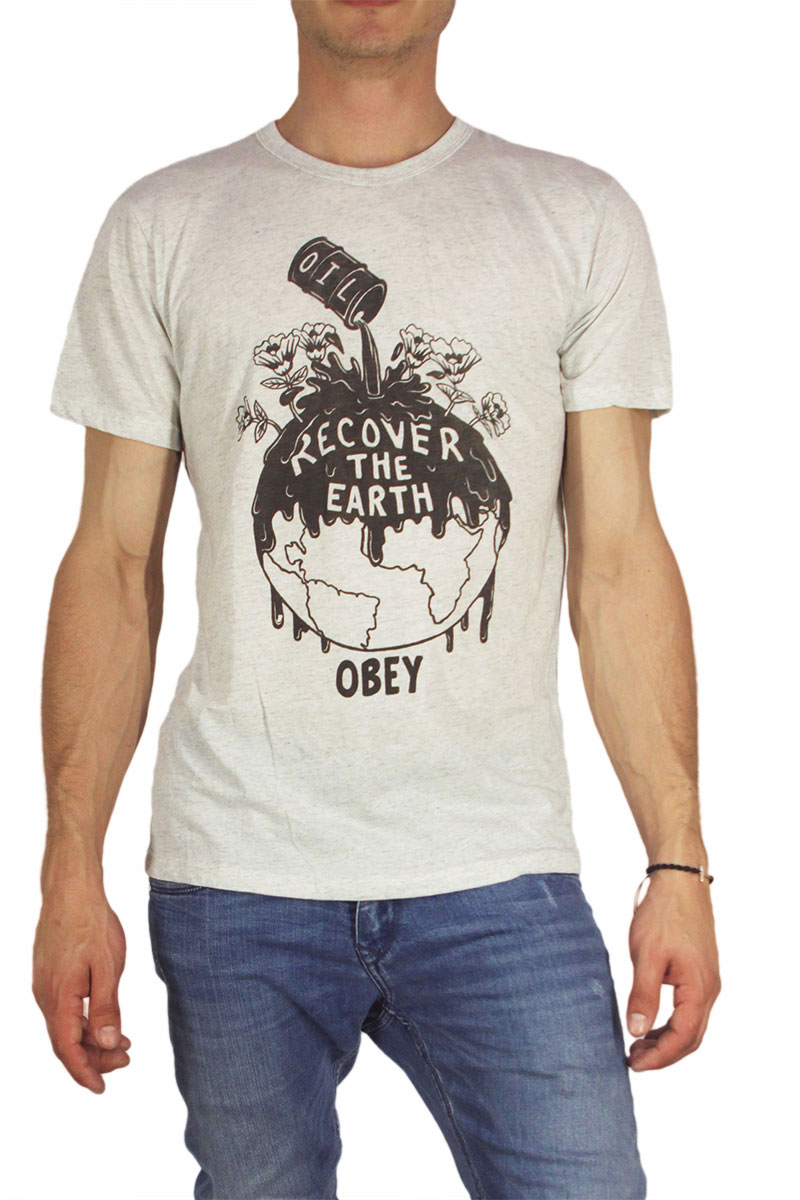 Obey ανδρικό t-shirt Recover the earth εκρού μελανζέ