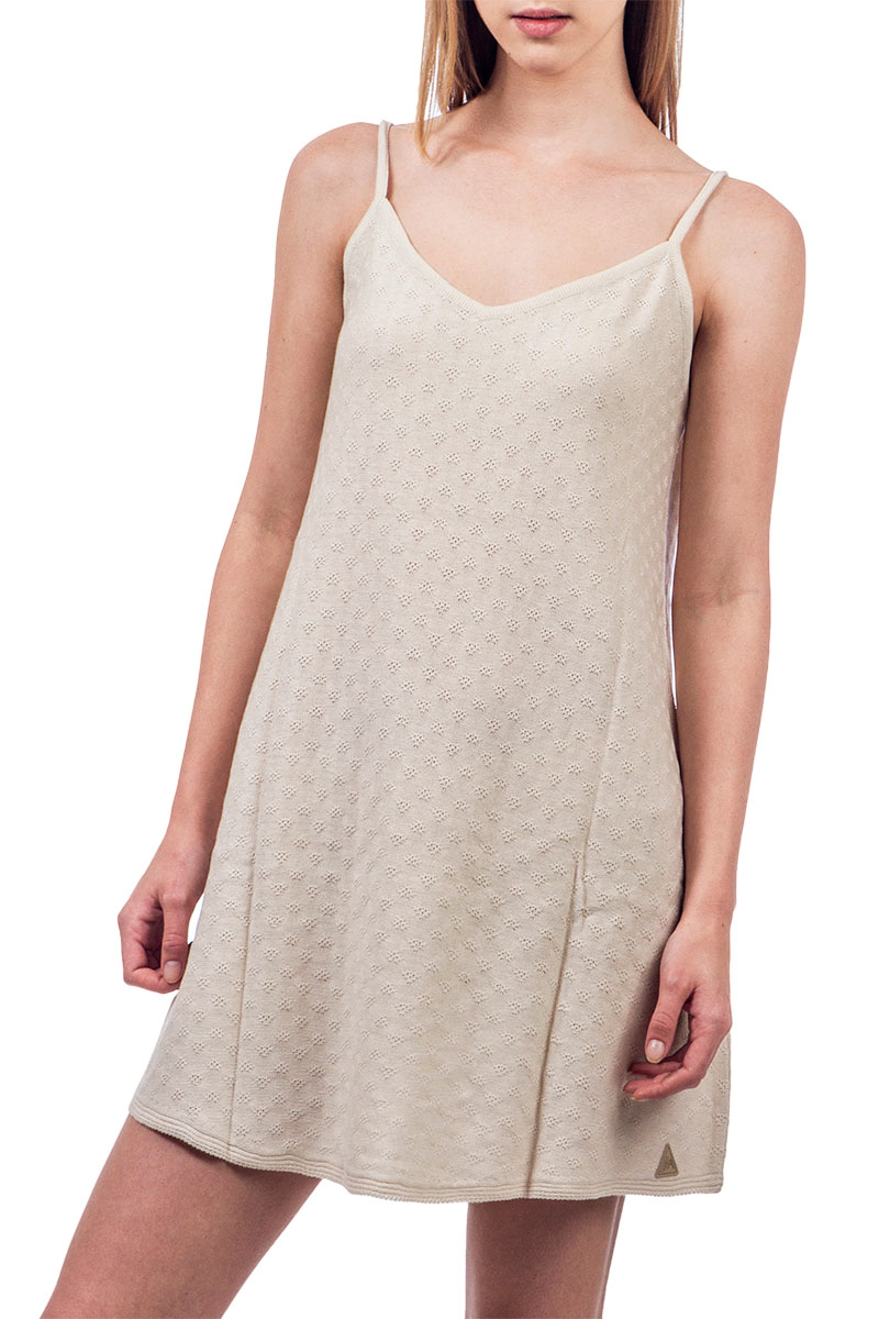 Agel Knitwear πλεκτό φόρεμα μπεζ με τιράντες