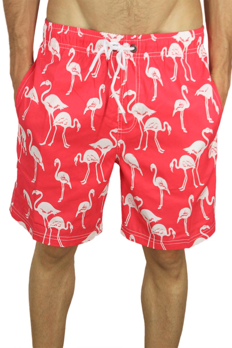 Ανδρικό μαγιό κόκκινο με flamingo print