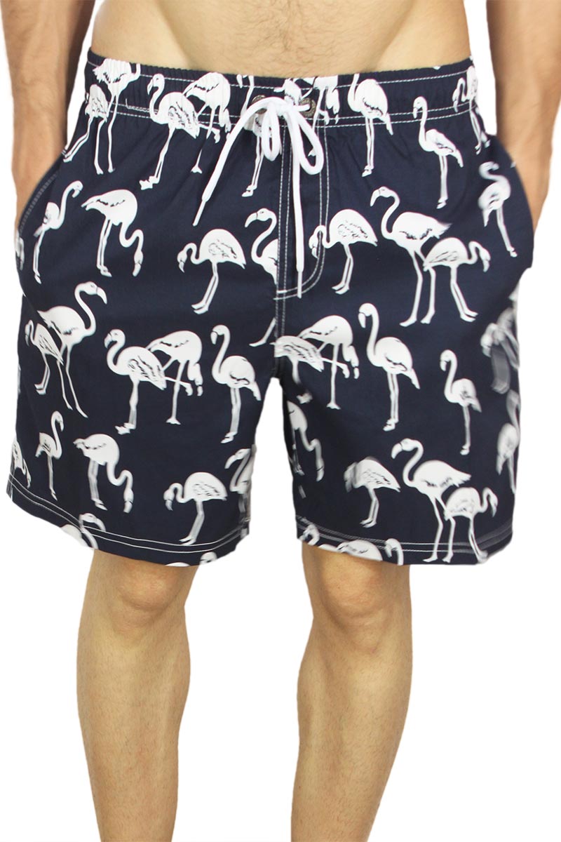 Ανδρικό μαγιό blue black flamingo print