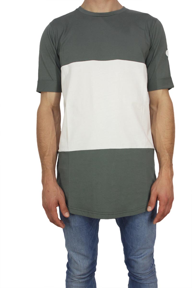 Combos color block longline T-shirt χακί-λευκό