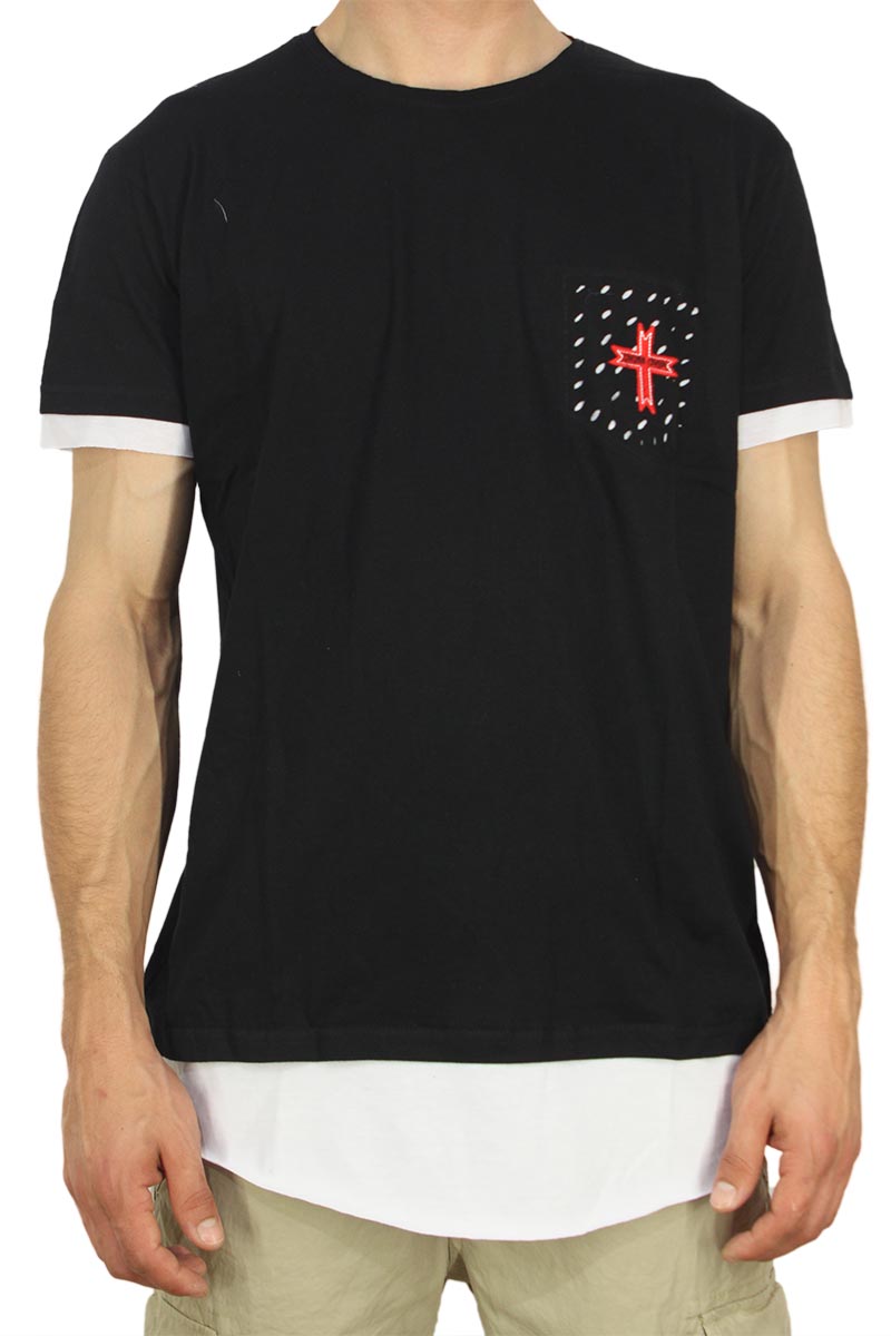 Crossover ανδρική longline μπλούζα μαύρη